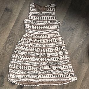 Beautiful Brown & Cream Fit & Flare Lace Dress